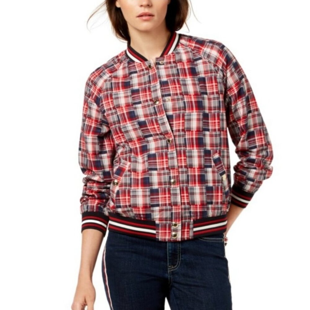 Tommy Hilfiger Cotton Patchwork Varsity Jacket Gold Buttons Size S